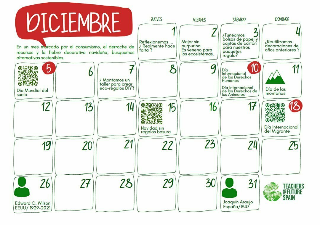 calendario teachers for future spain diciembre 2022