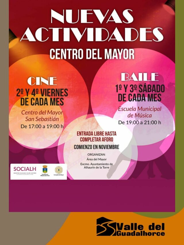 Actividades Centro del Mayor Alhaurin de la Torre 2022 Valle del Guadalhorce información