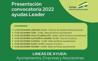 Convocatoria 2022 ayudas Leader en la comarca